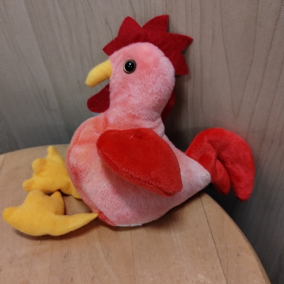 ÷STRUT the rooster Red Tye-Dye original ty beanie baby Barnyard RETIRED RARE - Picture 4 of 9